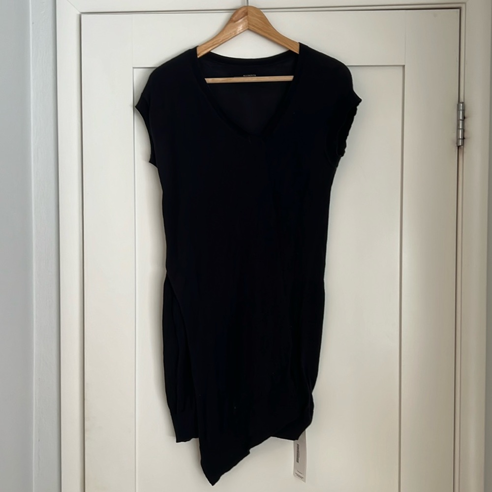 AllSaints woman’s lightweight knit navy blue dress